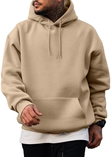 Mens Casual Cotton Hooded Collar Drawstring Hoodies Pullover Sweatshirts Casual Long Sleeve Shirts